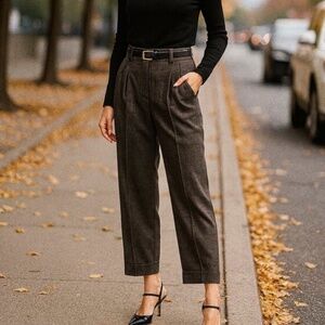 NEW A.L.C. Franklin Wool-Blend Tailored Trousers – Charcoal Plaid – Size 4